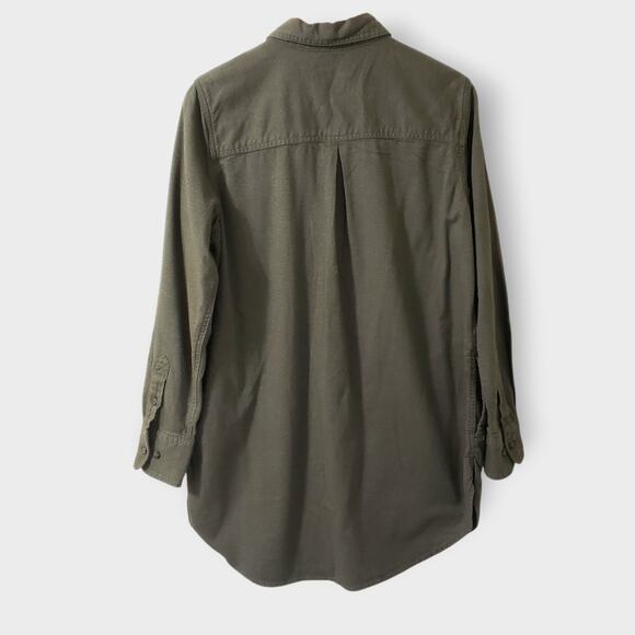 Carhartt Womens Rugged Flex Relaxed Fit Midweight Flannel Tunic Shirt Green Sz L - Picture 6 of 14